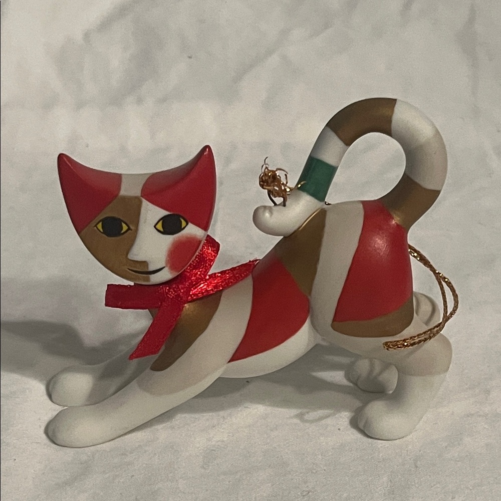 Goebel Rosina Wachtmeister red white abstract kitty cat ornament porcelain